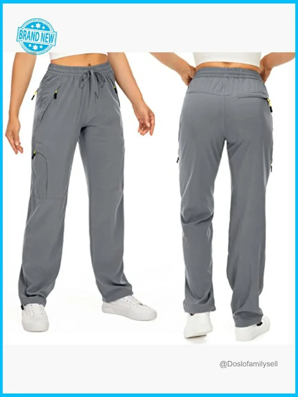 Hiking Cargo Pants Quick Dry UPF 50 Lightweight Travel Golf with Zipper Pockets